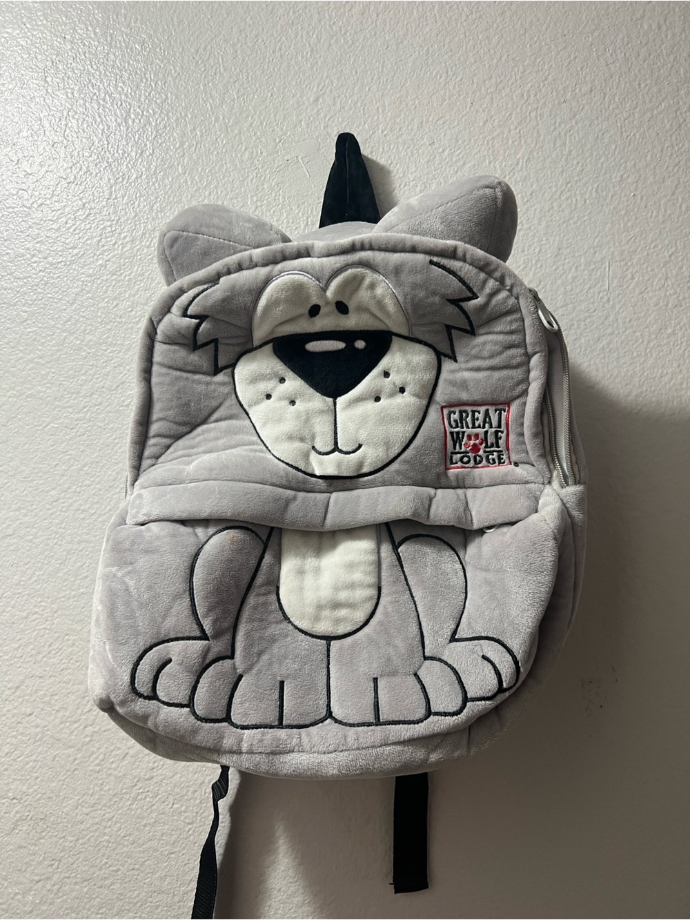 Kids Plush Wolf Backpack - Gray